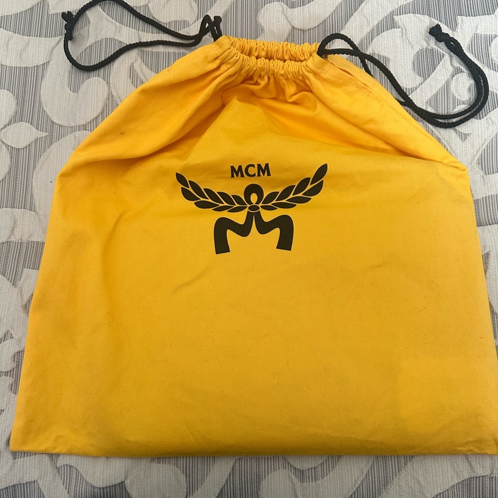 Authentic MCM Red Visetos Zip Pouch / Crossbody Clutch